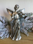 Silver violin playing angel