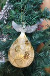 Frosted Glass Angel with Gold Sequins