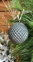 Blue Quilted Ball Ornament