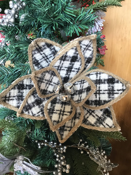 Black & White Poinsettia with Bells