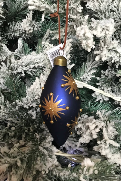 Blue & Gold Starburst Glass Hanger