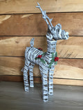 Whit Rattan Standing Deer with LED