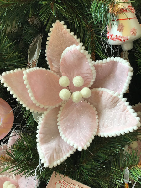 Pink Felt Poinsettia Pick