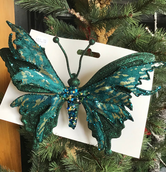 Green & Gold Butterfly Clip