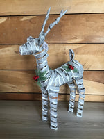 Whit Rattan Standing Deer with LED