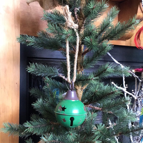 Aged  Green Metal Ball Bell Hanging