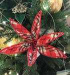 Red Plaid Poinsettia Clip 20cm