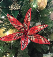 Red Plaid Poinsettia Clip 20cm