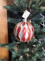 Red and Silver Swirl Glass Ball