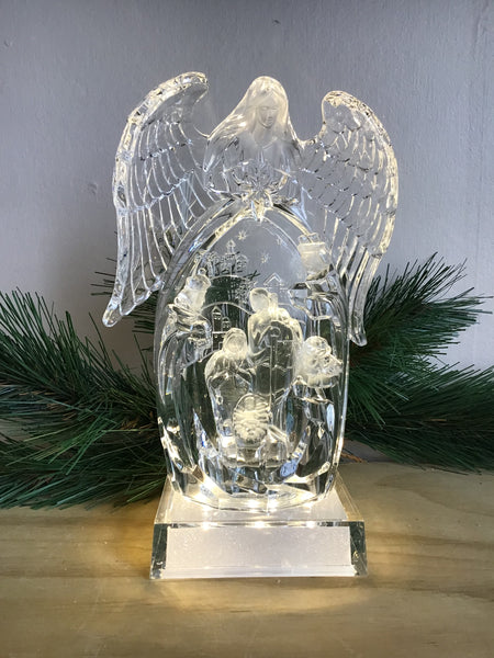 Acrylic Light Up Angel & Nativity Scene