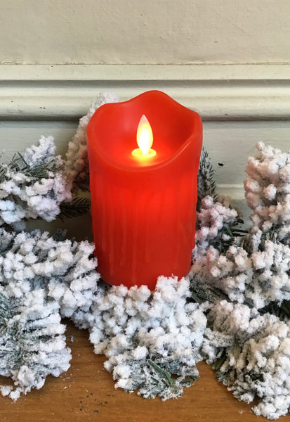 Large Red LED Wax Candle