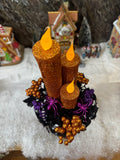 Orange Light up 3 Candle Centrepiece