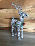 White Rattan Standing Deer with LED