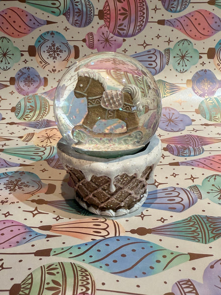 Pastel Gingerbread Rocking Horse snow globe