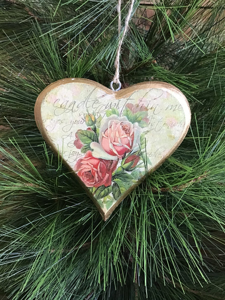 Vintage Rose Heart Hangers