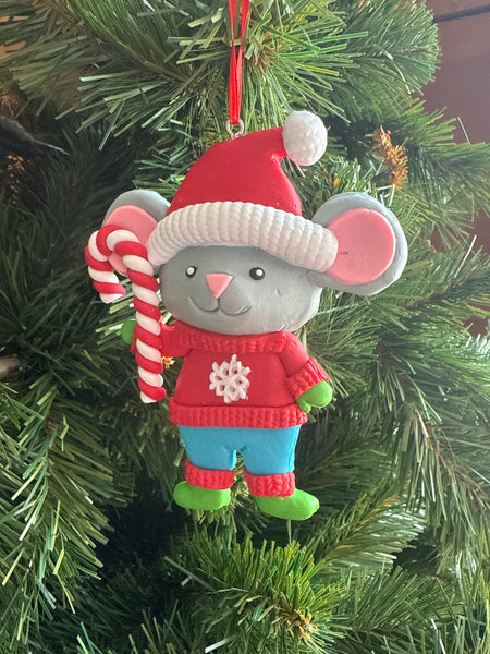 Mouse holding candy cane