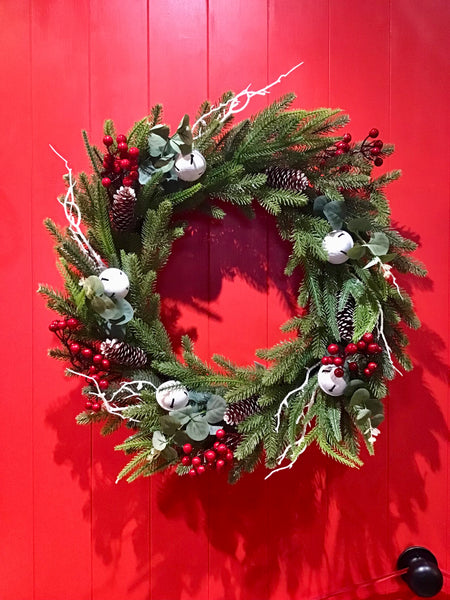 Frosted Wreath with White Bells