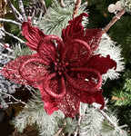 Burgundy Velvet Poinsettia on Clip