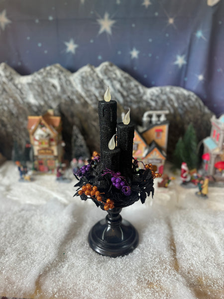 Black Lightup 3 Candle Centrepiece