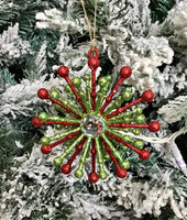 Green & Red Snowflake with Gem