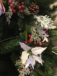 Leaf/Pine/White Poinsettia Garland