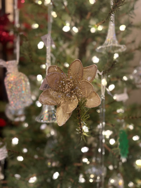 Champagne Fabric Flower Clip Small