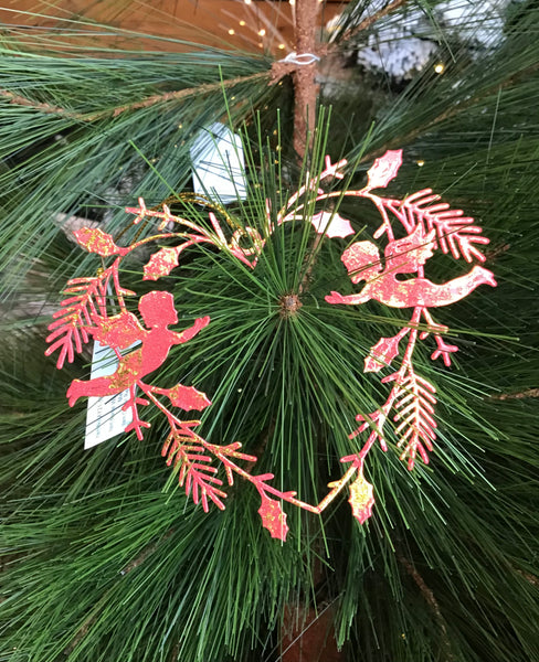 Red and Gold Heart with Angels Tree Hanger