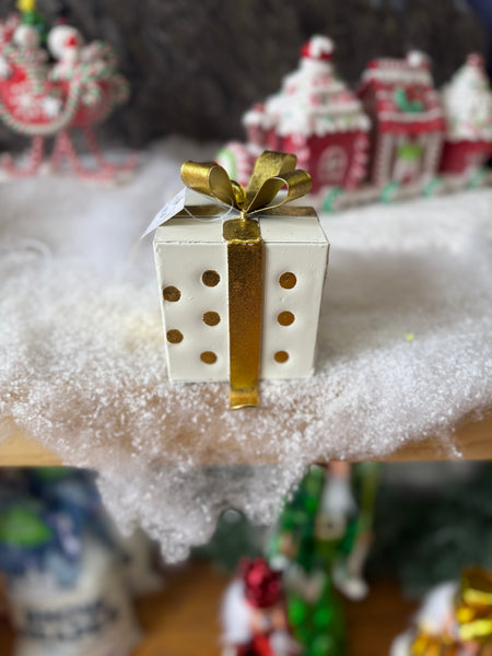 White & Gold polka dots