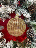 Gold Ribbed Glass Bauble Lg