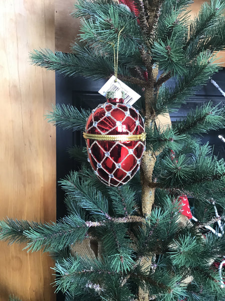 Red Diamanté Glass Opening Egg