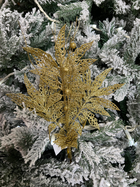 Gold Glitter Fern Spray