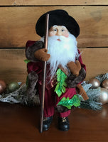 40cm Floral Burgundy Standing Santa