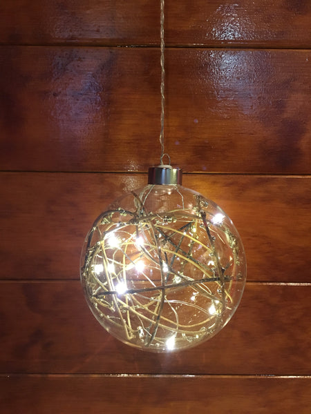 Gold Bead Sphere Hanging Light