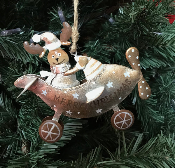 Silver Whimsical Reindeer Plane Hanger