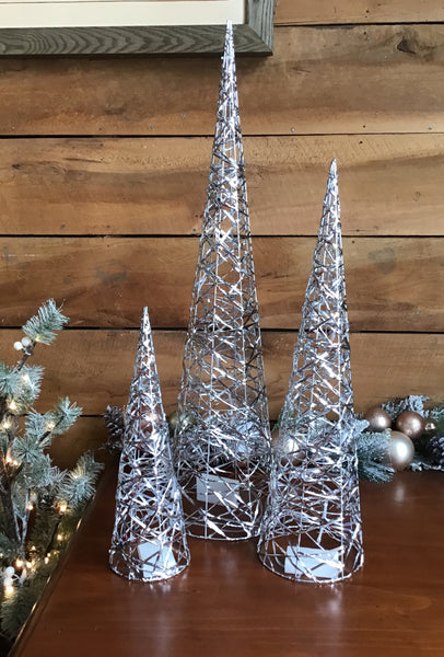 Silver Lightup Trees - Set of 3
