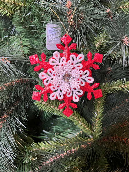 Red and white snowflake