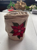 Poinsettia embroidered wired ribbon