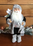 40cm Black & Grey Standing Santa