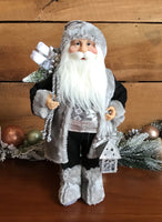 40cm Black & Grey Standing Santa