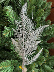 Silver Glitter Fern Spray