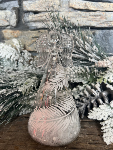 Lg Glass Angel w/Feathers