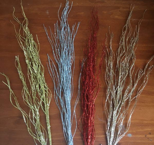 Silver Glitter Twig Pick